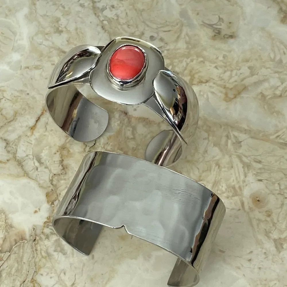 Stainless Steel Cuff Bracelets set of 2